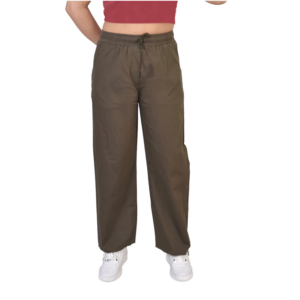 unique girl women straight fit brown cotton blend trousers